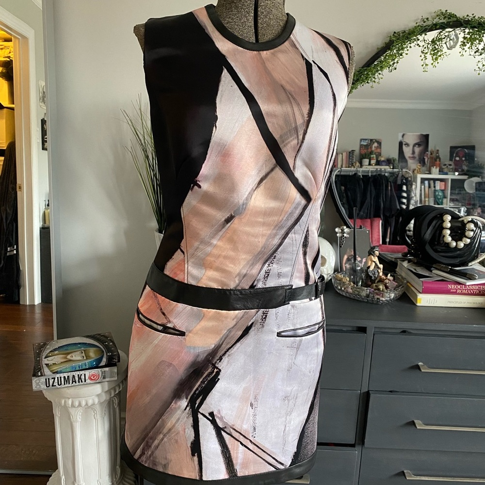 Helmut Lang Black and Pink Mini Dress